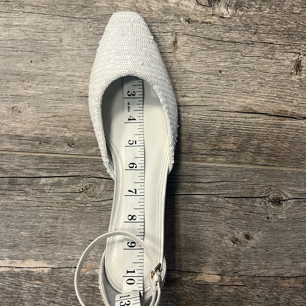 Caroline Constas Glittering Sequined White Heels Shoes - Picture 11 of 16